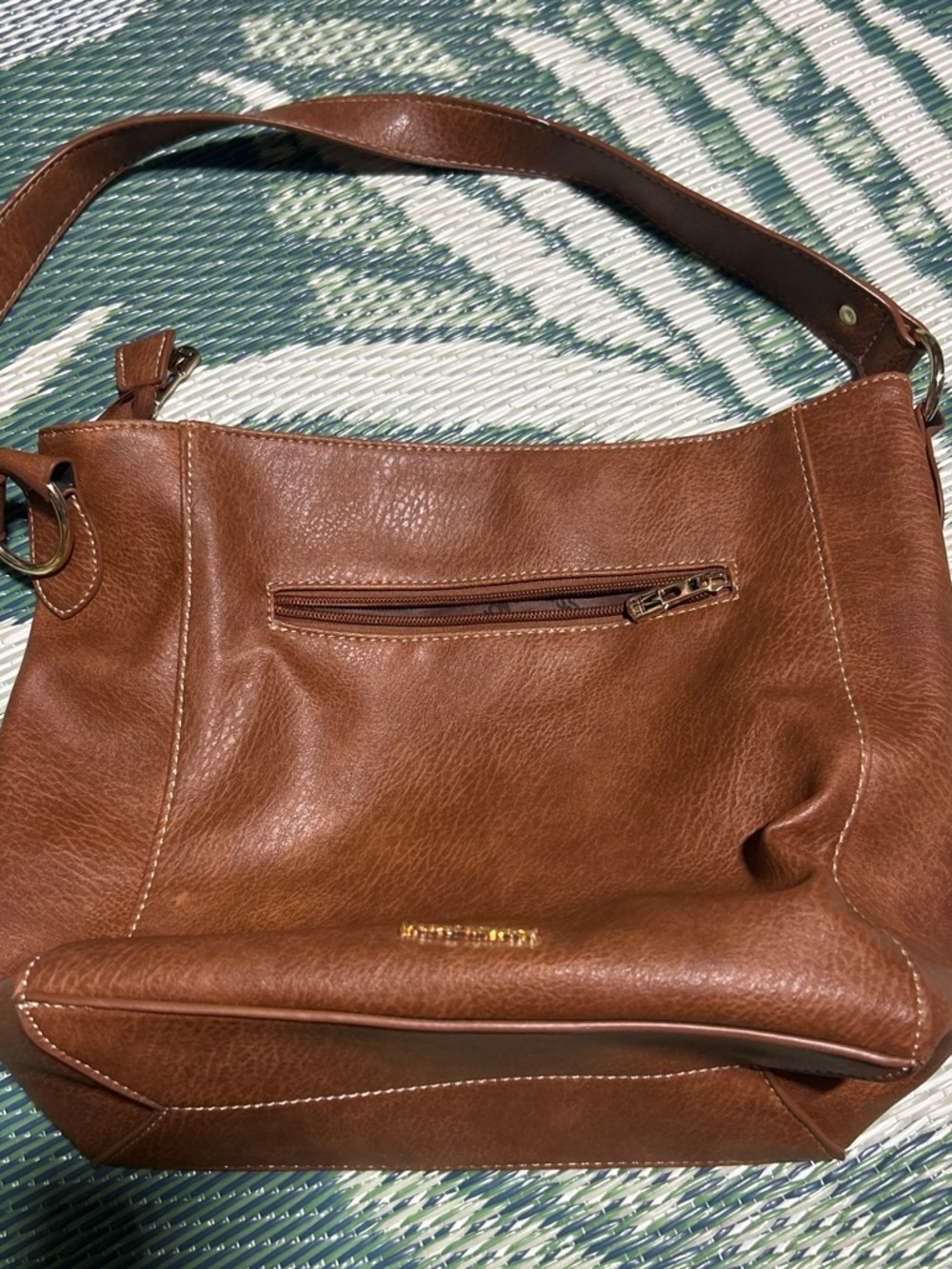 Montana West Brown Leather Shoulder Bag with Gold Logo